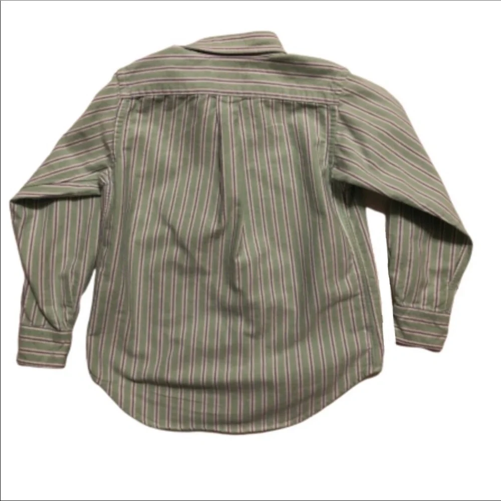 Ralph Lauren Green Striped Casual Long Sleeve Button Down 6